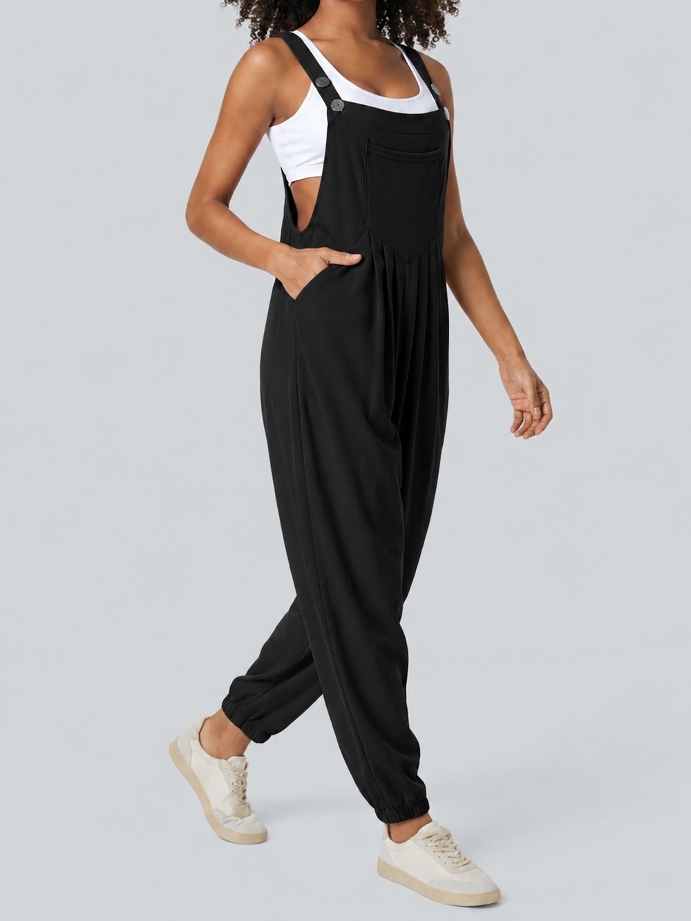 Black Lounge Overalls Jumpsuit XL Casual Stretch Minimalist Pocket Romper